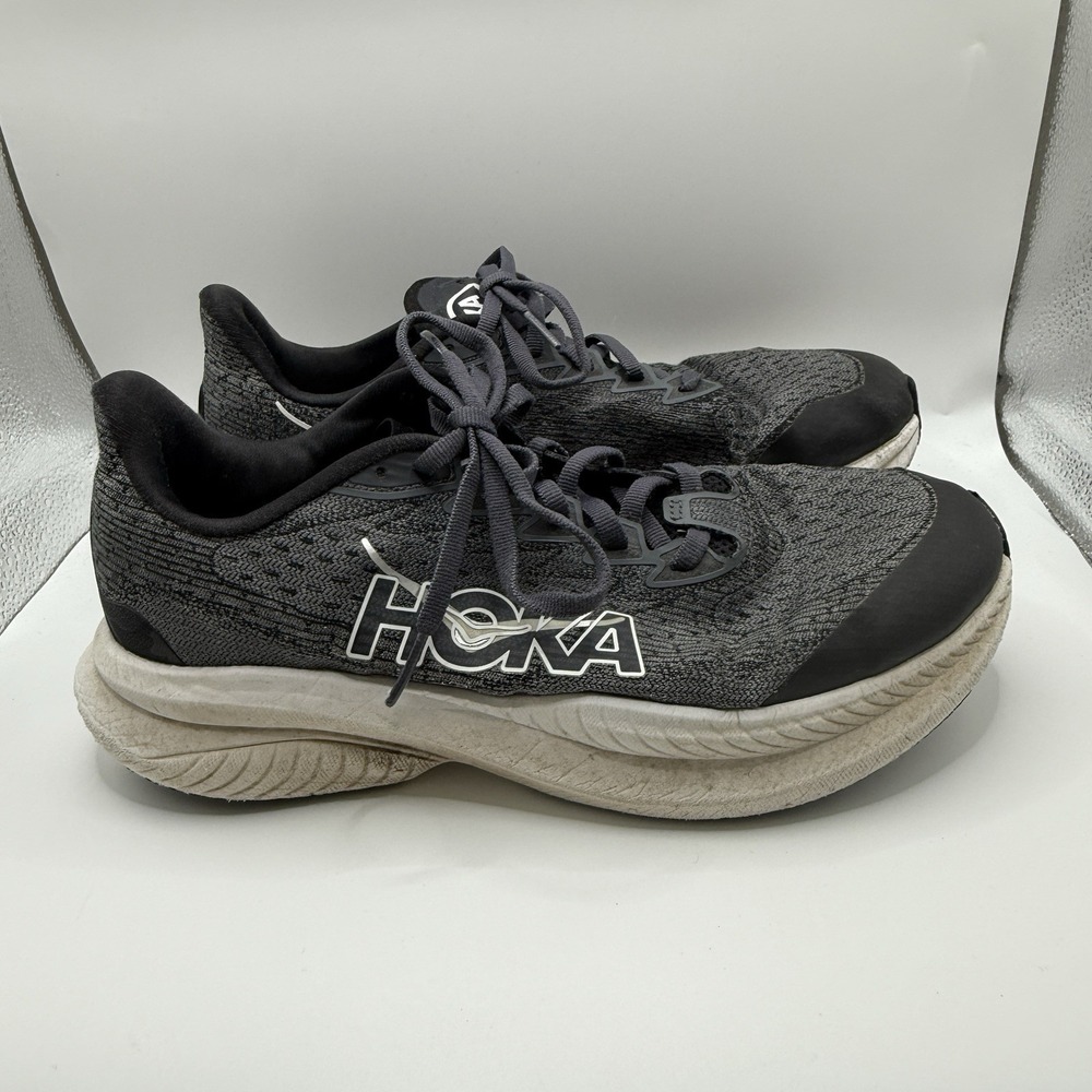 Hoka One One Mach 6 Gray‎ Black White Big Kids 6.5 MD